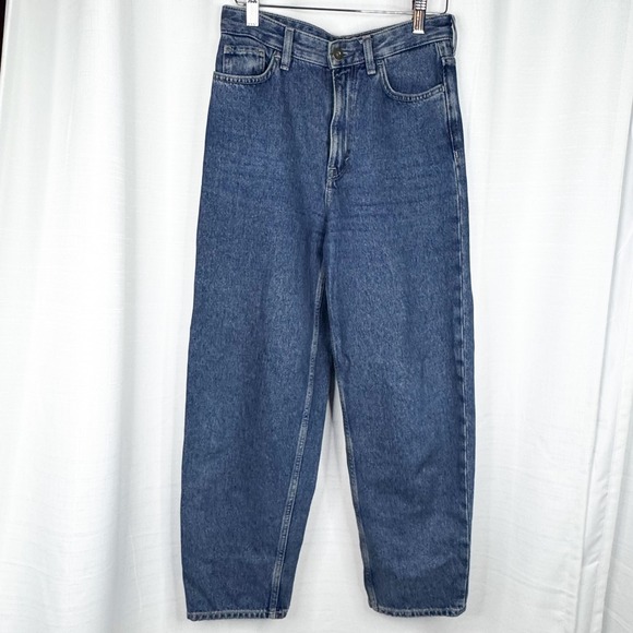 COS Denim - COS Jeans Womens 25 Barrel Tapered High Rise Ankle 100% Cotton Blue Denim EUC